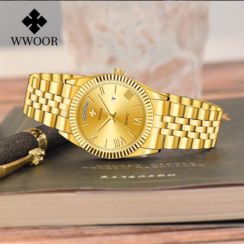 Đồng Hồ Chống Thấm Nước Wwoor Kiểu Dáng Sang Trọng Cho Nam 8886