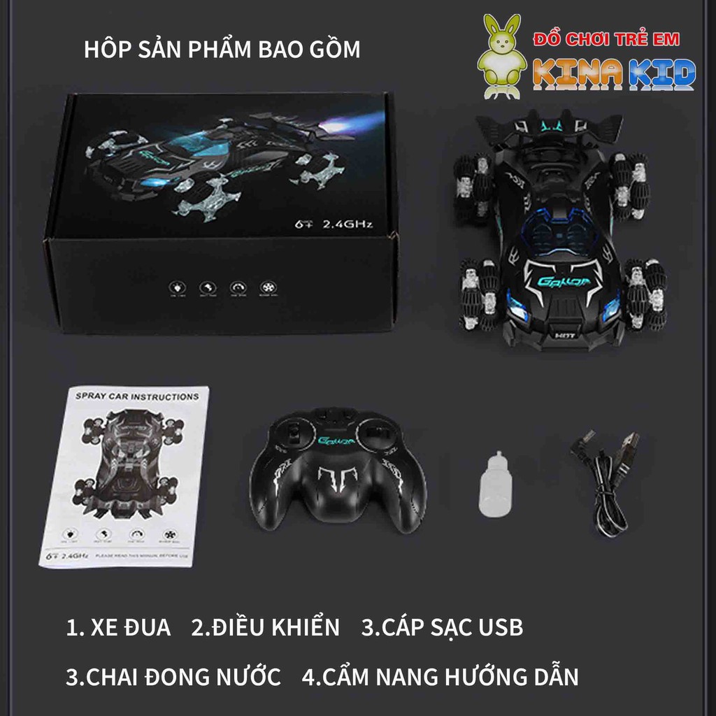 Xe Điều Khiển Từ Xa Drift Tốc Độ Cao Gallop, Sóng 2.4Ghz, Xoay 360 Độ, Có Đèn, Có Nhạc, Phun Khói Cực Ngầu
