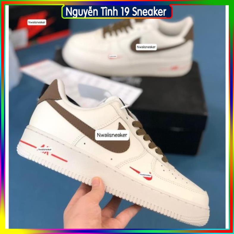 Giày Air Force 1 Low Premium White Brown - giày af1 nike_vệt nâu trắng nam nữ hot trend 2022