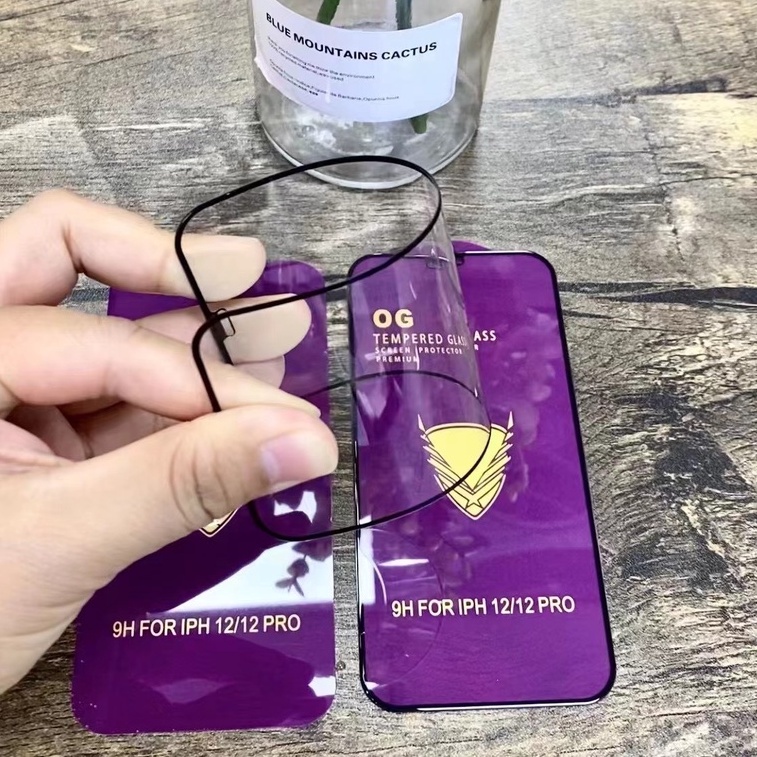 Kính cường lực Iphone OG Tím Xịn Xò, mềm mượt, ít vân tay, đủ mã (Tặng bộ lau)