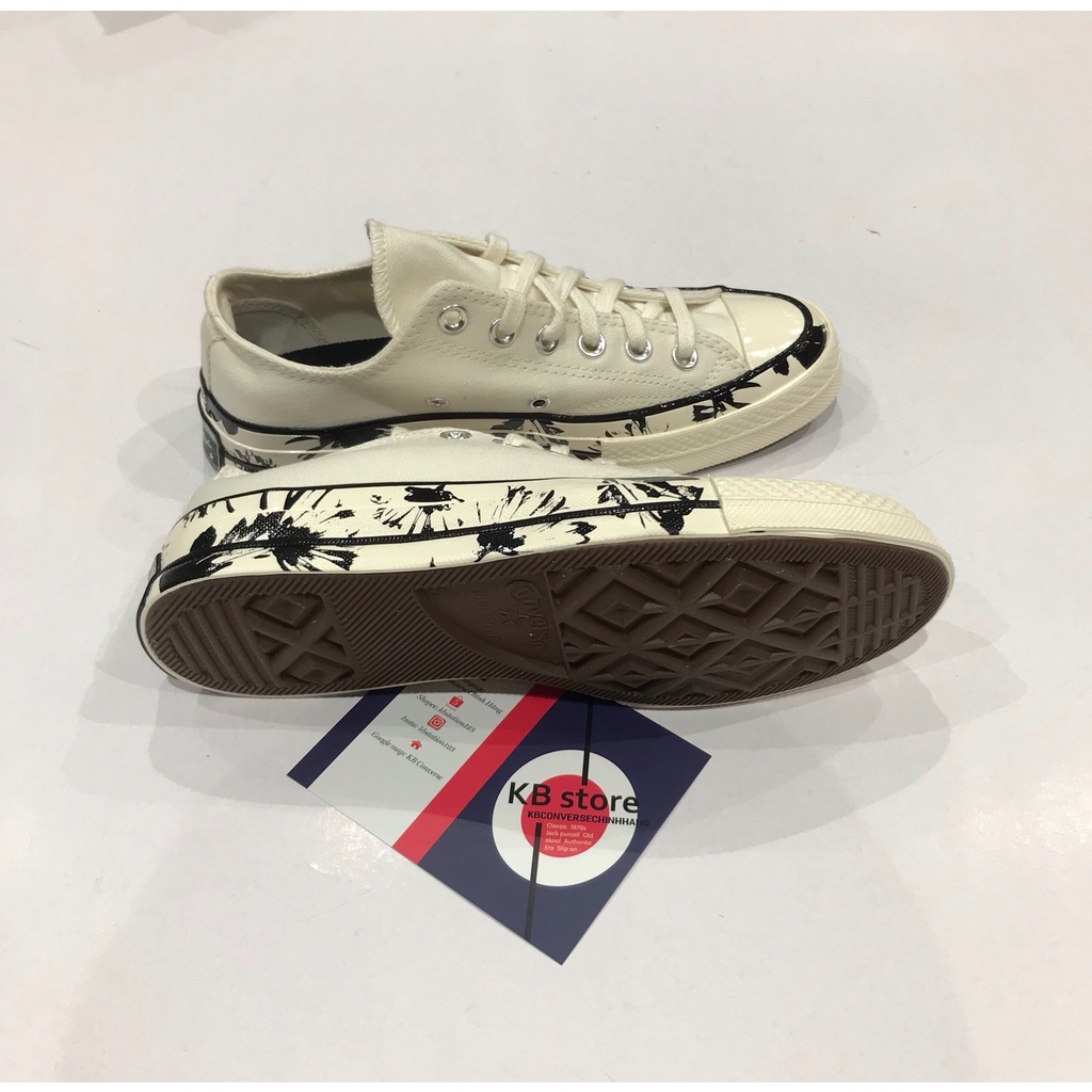 Giày Converse trắng cổ thấp hoạ tiết hoa lá chính hãng