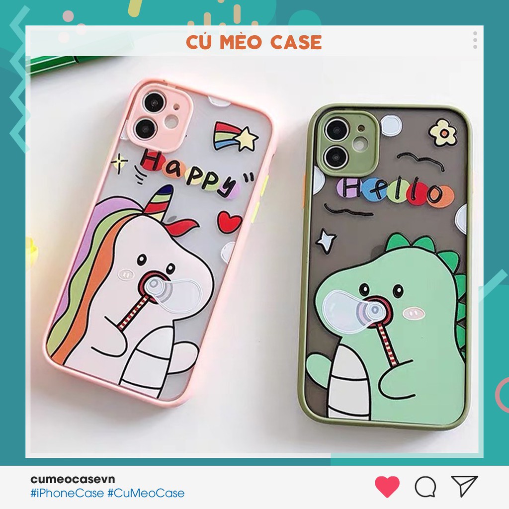 Ốp iPhone bảo vệ camera ngựa hồng khủng long iPhone 7 8 7 Plus 8 Plus X Xs Xr XsMax iPhone 11 11 Pro 11 Promax Cú Mèo