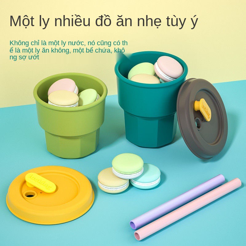 nhỏ nhất là cốc nước silicone giống nhau, ống hút, chống rơi và chịu nhiệt độ cao Tách cà phê sữa, rò rỉ, giá t