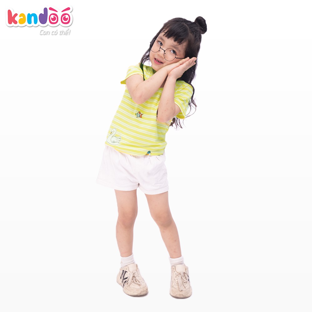 Áo T-shirt bé gái KANDOO màu vàng, in hình đáng yêu, 100% cotton cao cấp mềm mịn, thoáng mát, an toàn cho bé - DGTS1722