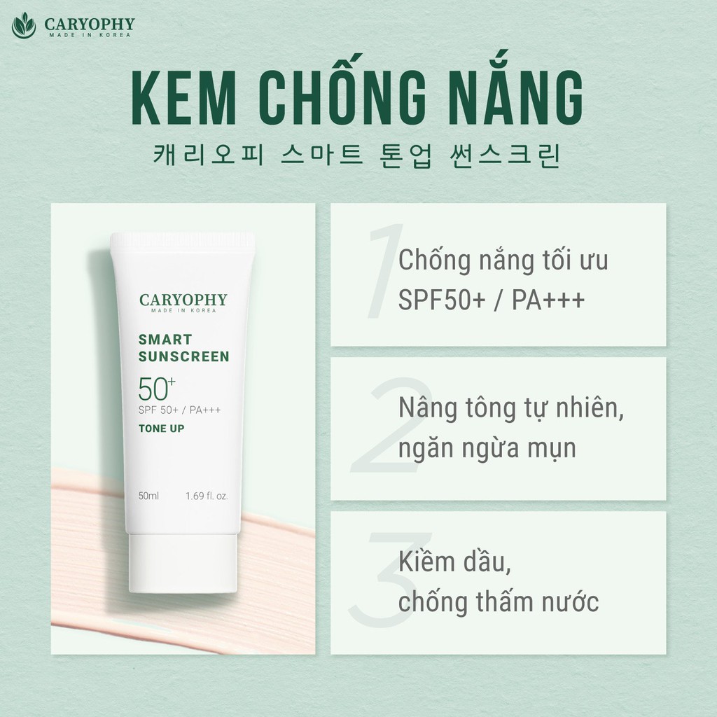 [HB Gift] Kem chống nắng ngừa mụn Caryophy Smart Tone up Sunscreen SPF50+/PA+++ 5ML