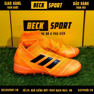 Giày Bóng Đá TQ Nemeziz 18+ Cam Vạch Đen Không Dây TF