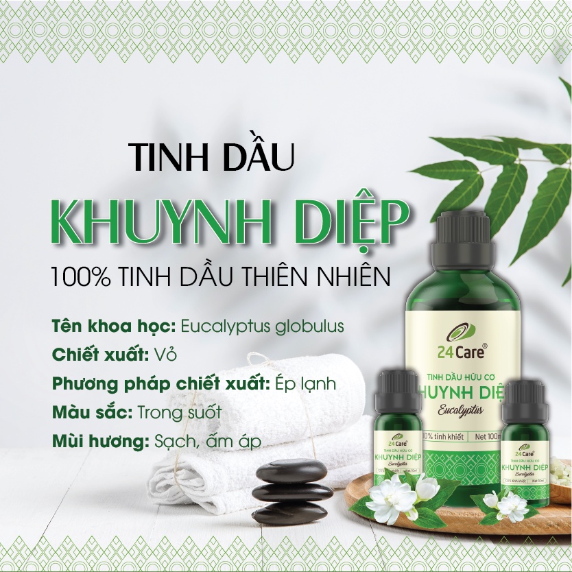 Tinh dầu khuynh diệp 24Care giữ ấm em bé, đuổi muỗi, nguồn gốc thiên nhiên 10ml