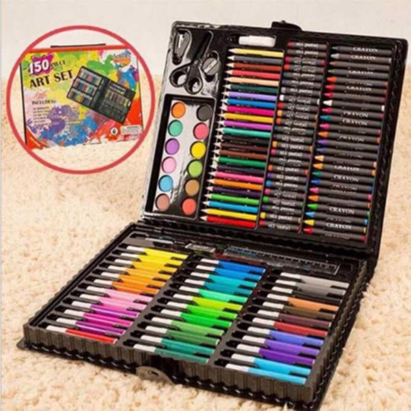 Hộp Bộ Bút Màu 150 Chi Tiết Bộ Màu Vẽ Đa Năng 150 Món Cho Bé Phát Triển Tư Duy và Vận Động