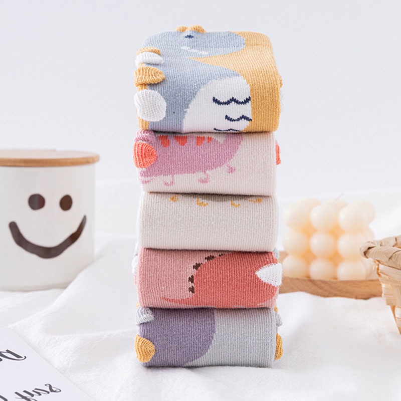 Vớ cotton trẻ em dài đến gối giữ ấm mùa đông họa tiết động vật hoạt hình