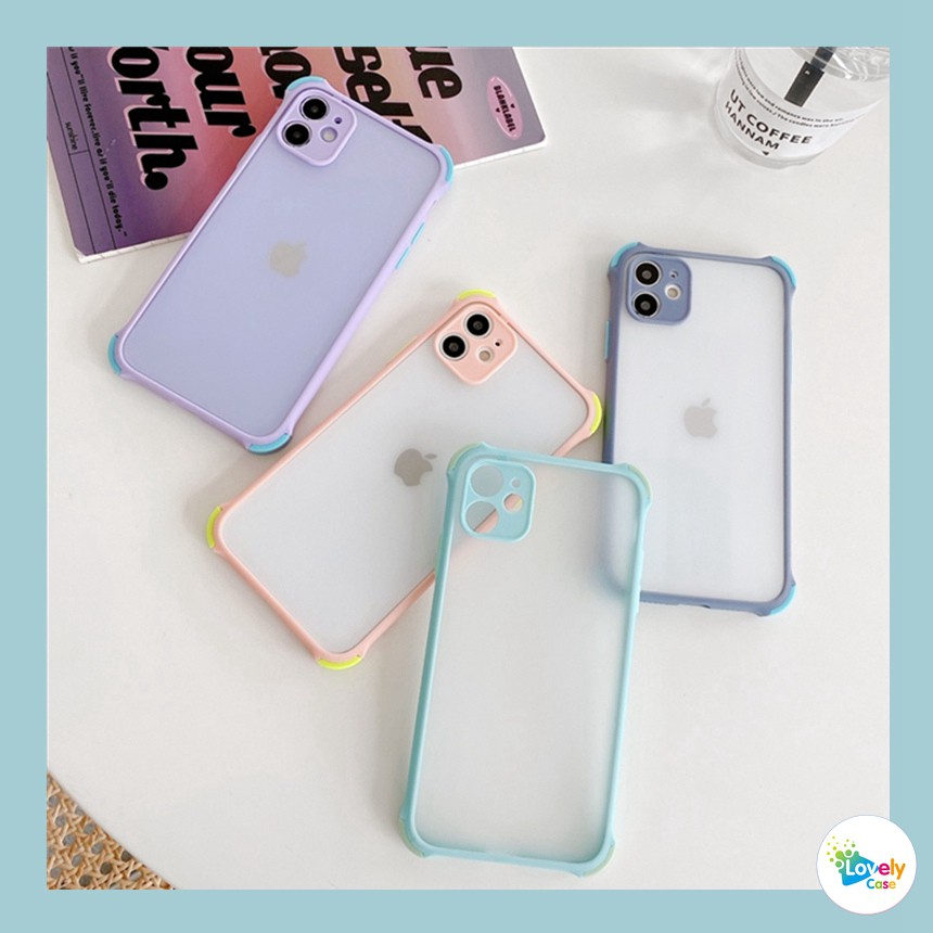 🌈Hàng sẵn sàng💝 Ốp điện thoại mềm nhám trong suốt chống rơi 4 góc màu kẹo cho Xiaomi Redmi 9 9A 9C Note 9s 9 Pro Note 8 Pro