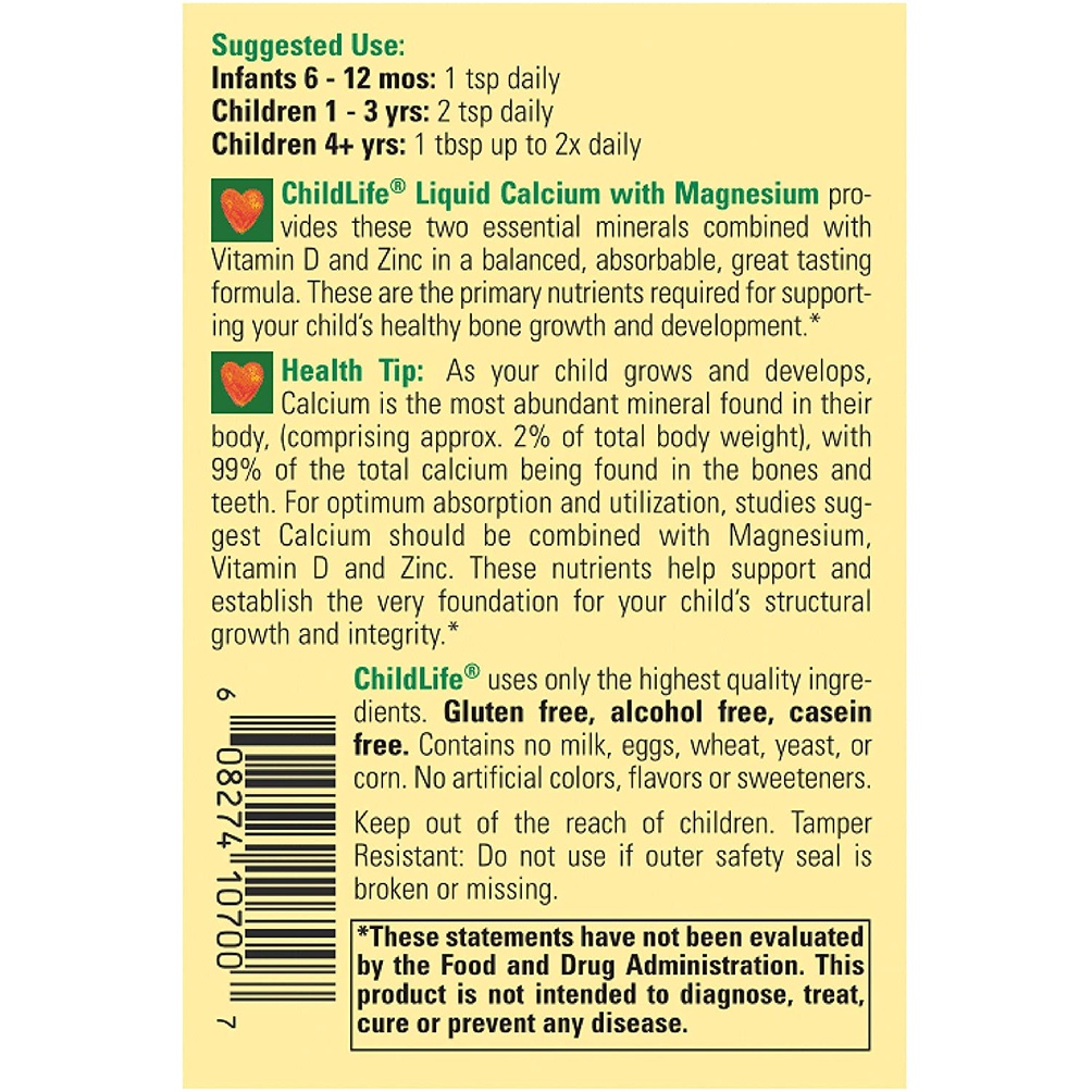 Canxi Dạng Lỏng Vị Cam Tự Nhiên CHILDLIFE Liquid Calcium with Magnesium 473ml của Mỹ Tăng Chiều Cao Cho Bé, Trẻ Em