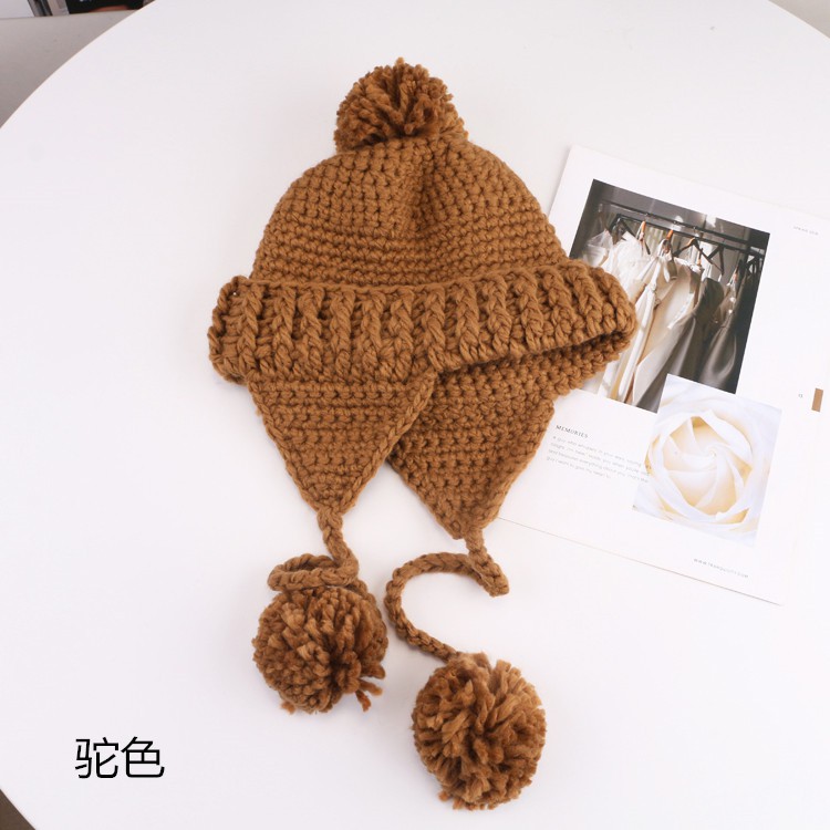 Mũ Len Dệt Kim Màu Trơn Phong Cách Hàn Quốc Dễ Thương Thời Trang Mùa Đông Cho Nữ