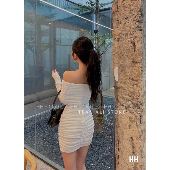 VÁY NHÚNG KIM CƯƠNG TRỄ VAI TAY DÀI CHẤT ĐẸP MS23211