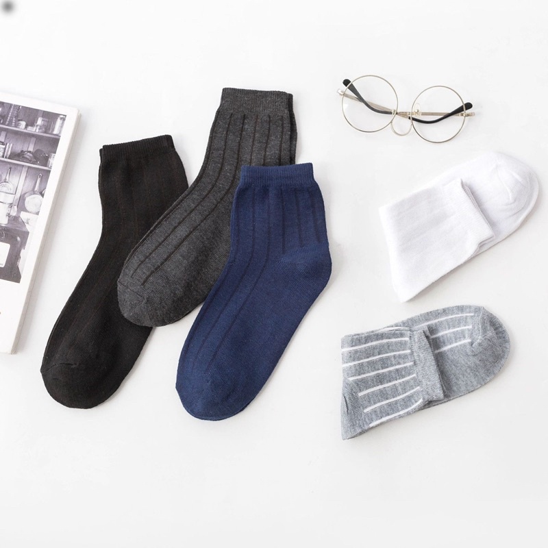 [Tonashoe] Tất Lửng Trơn Họa Tiết Sọc Đủ 5 Màu