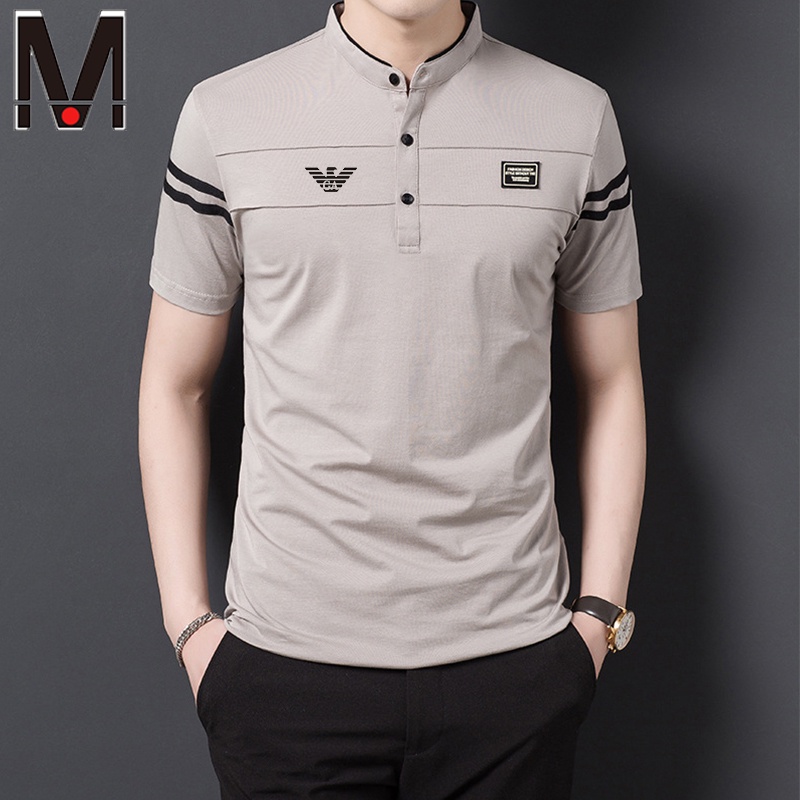 Áo Thun Cotton Ngắn Tay Cổ Đứng Thời Trang Mùa Hè Cho Nam