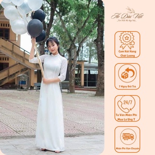 Áo Dài Trắng Học Sinh, Chất Lụa Mỹ Dày Đẹp, Không Lộ Kèm Quần Cùng Chất