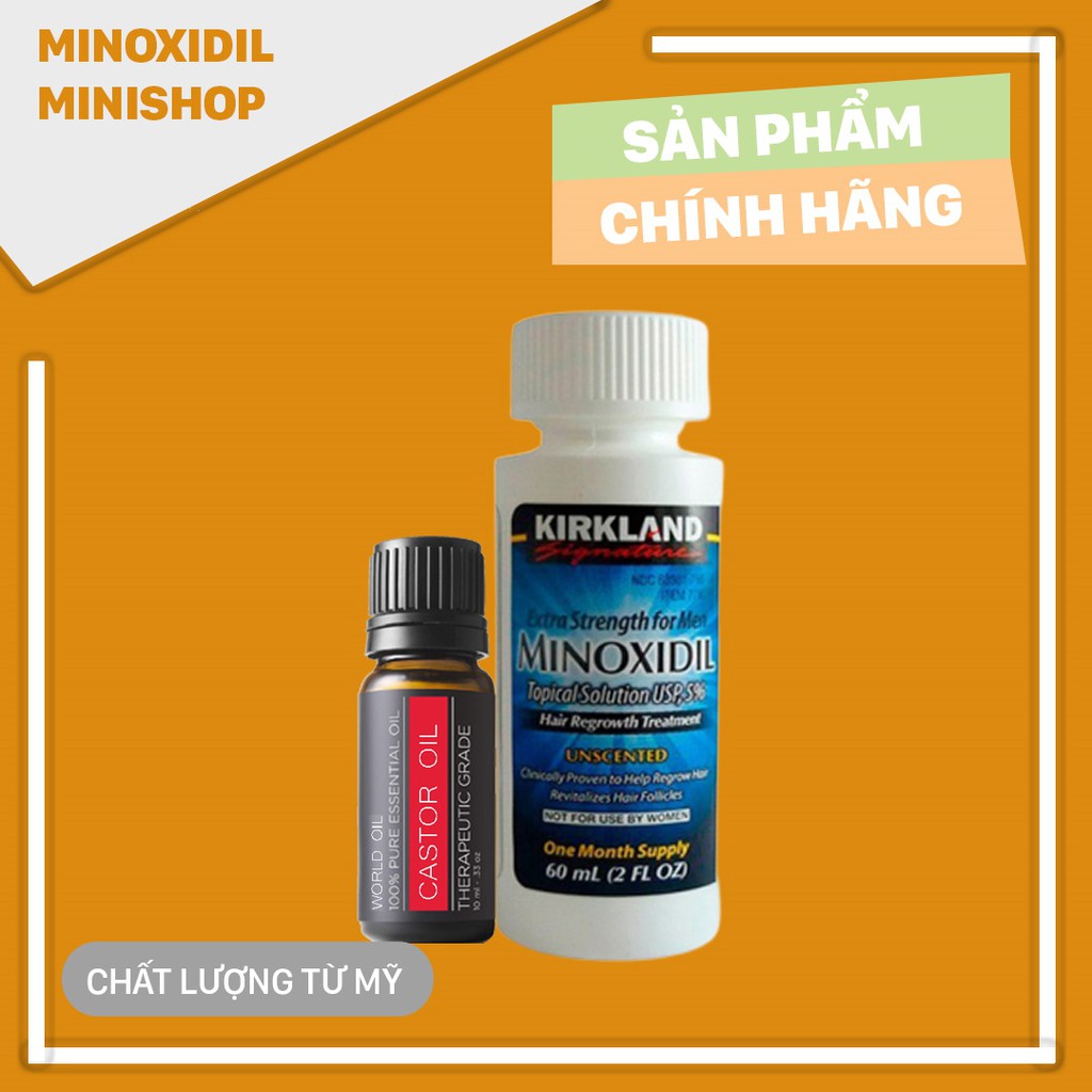Dung Dịch Mọc Lông Mày Nam Combo Minoxidil 5% Lỏng, Castor Oil