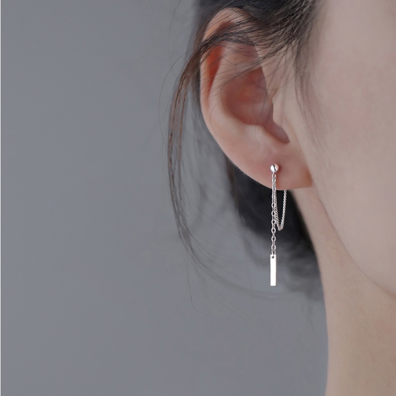 Đôi Khuyên tai dáng dài PAPAOZHU bằng bạc thời trang sành điệu cho nữ