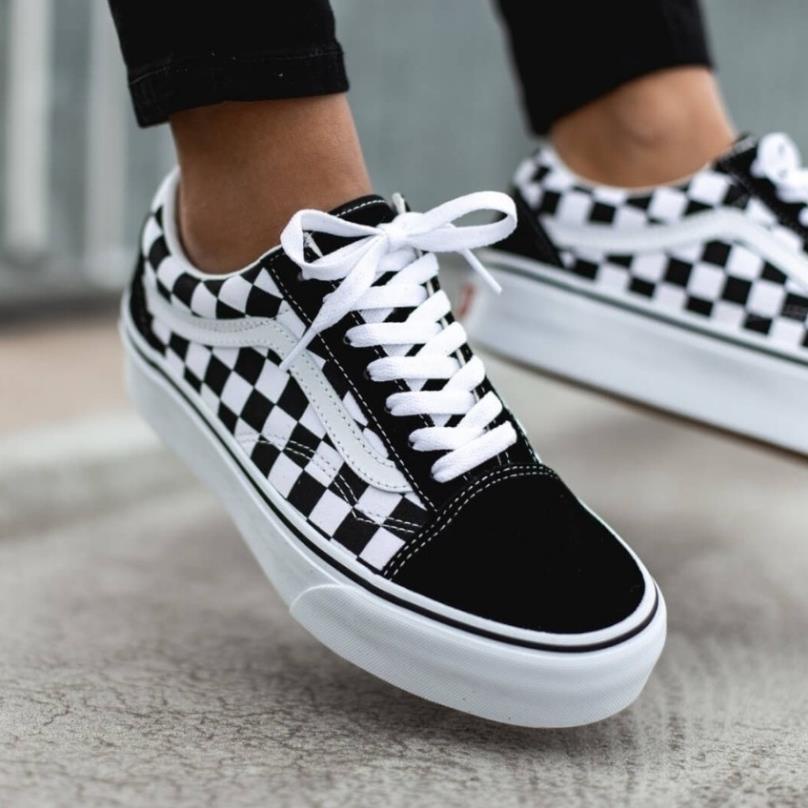 Giày thể thao nam nữ vans old skool caro đen trắng thời trang