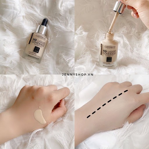 Kem Nền Catrice HD Liquid Coverage Foundation Lasts Up To 24h Đức 30ml giúp che khuyết điểm và giúp da trắng sáng hơn