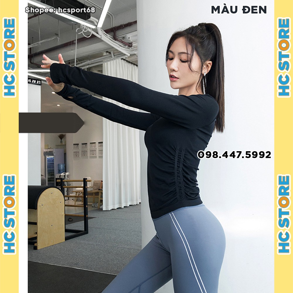 Áo Dài Tay Nữ Nhúm Eo Balance Care AD07 Tập Gym Yoga Rumba, Ống Tay Xỏ Ngón Cách Điệu Thể Thao, Mẫu Mới 2020 - HcSport68