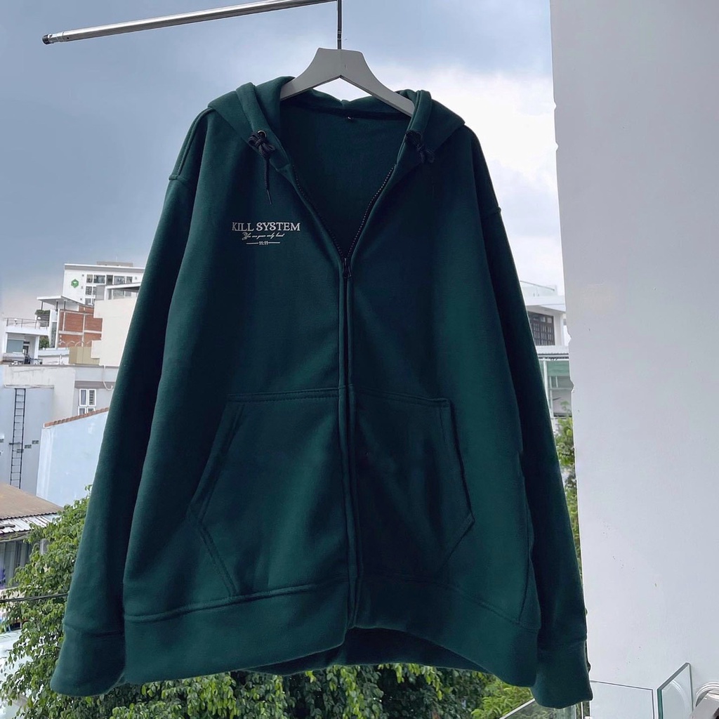 Áo Hoodie Nỉ KILL SYTEM Kéo Khóa Form Rộng Tay Phồng - Áo Hoodie Nỉ Nữ Túi Bụng nhiều Màu