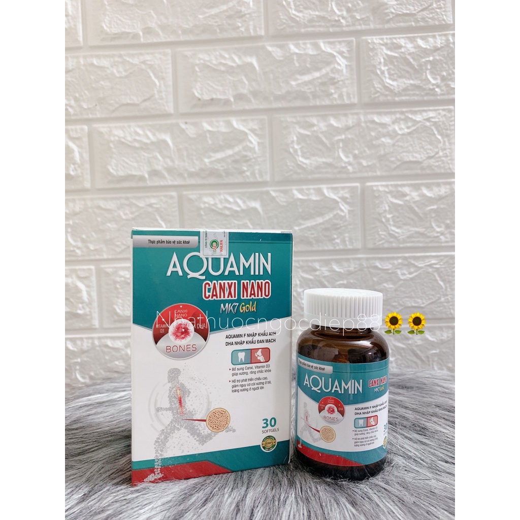 Viên uống Canxi nano mk7 tảo biển AQUAMIN CANXI NANO MK7 GOLD - Hộp 30 viên ( Màu xanh )