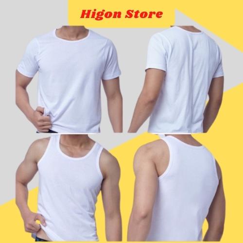 Áo 3 lỗ nam trắng trơn chất liệu cotton Higon thấm hút mồ hôi, áo sát nách nam HG-32