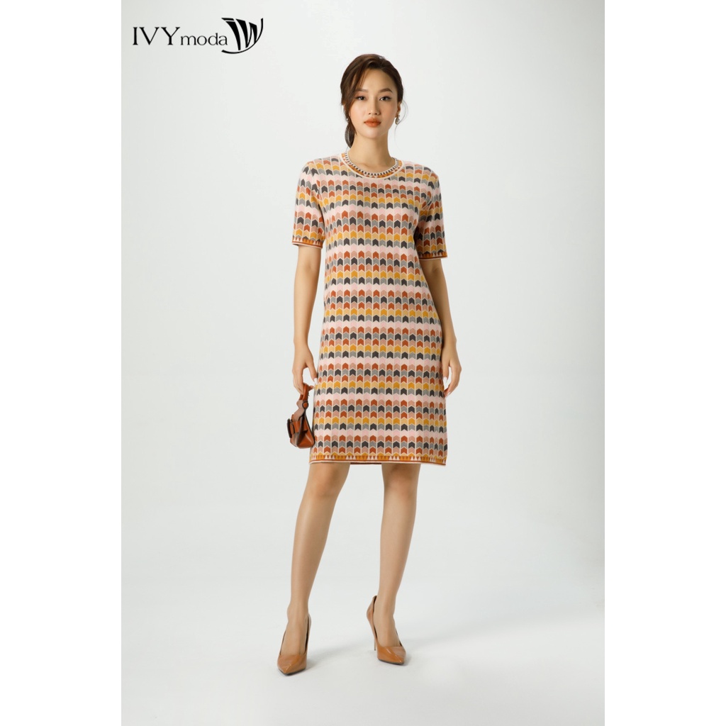 Đầm len nữ họa tiết IVY moda MS 42B8884