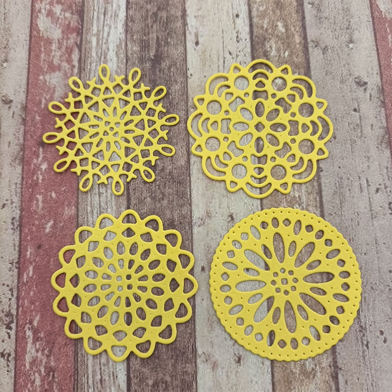 Khuôn Cắt Giấy Làm Từ Kim Loại Hình Tròn Phối Ren Trang Trí Scrapbook