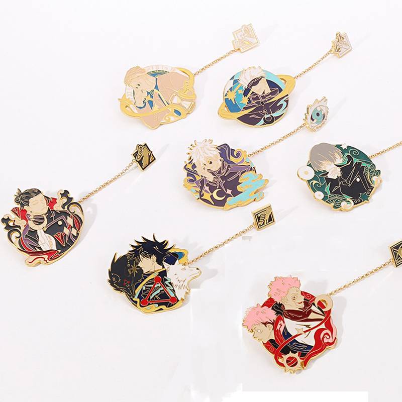 Ghim cài kiểu dáng hoạt hình dễ thương bằng kim loại New Japanese Anime Icons Jujutsu Kaisen Enamel Pin Brooches clothes Backpack Collar Badge Lapel Pin Jewelry Gifts Nanami Kento Inumaki Toge Ryoumen Sukuna