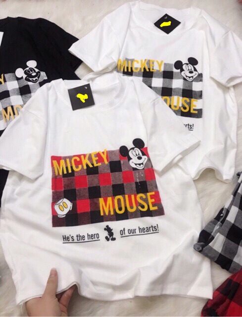 bộ Mickey quần lửng caro