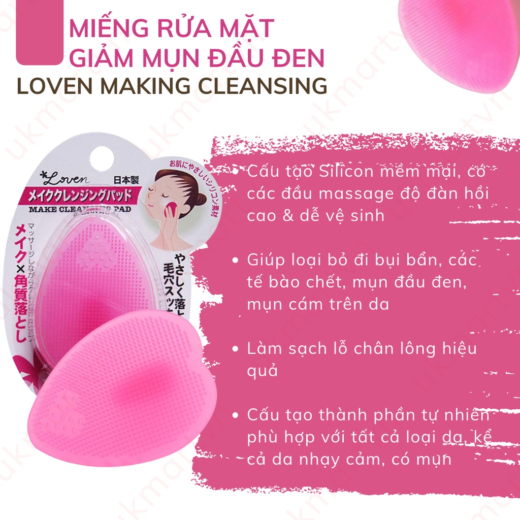 Miếng Rửa Mặt Silicon Nhật Bản Làm Sạch Sâu, Hỗ Trợ Massage Loven Make Cleasing Pad