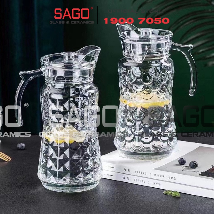 Bình Nước Thủy Tinh Deli Pitcher Vintage Glass 1700ml | Tùy Chọn Họa Tiết