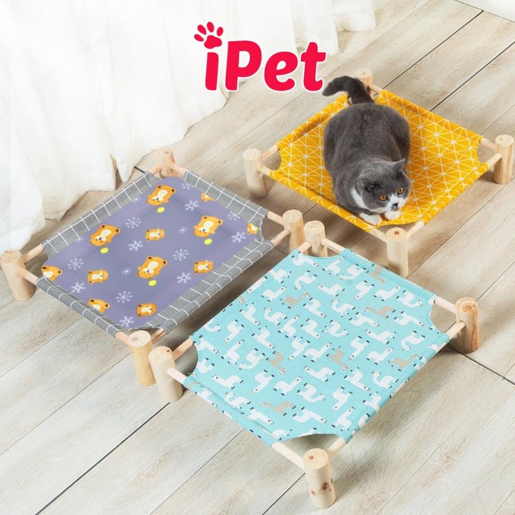 Giường Võng Gỗ Cho Thú Cưng Chó Mèo Phong Cách Nhật Bản Dễ Thương - iPet Shop