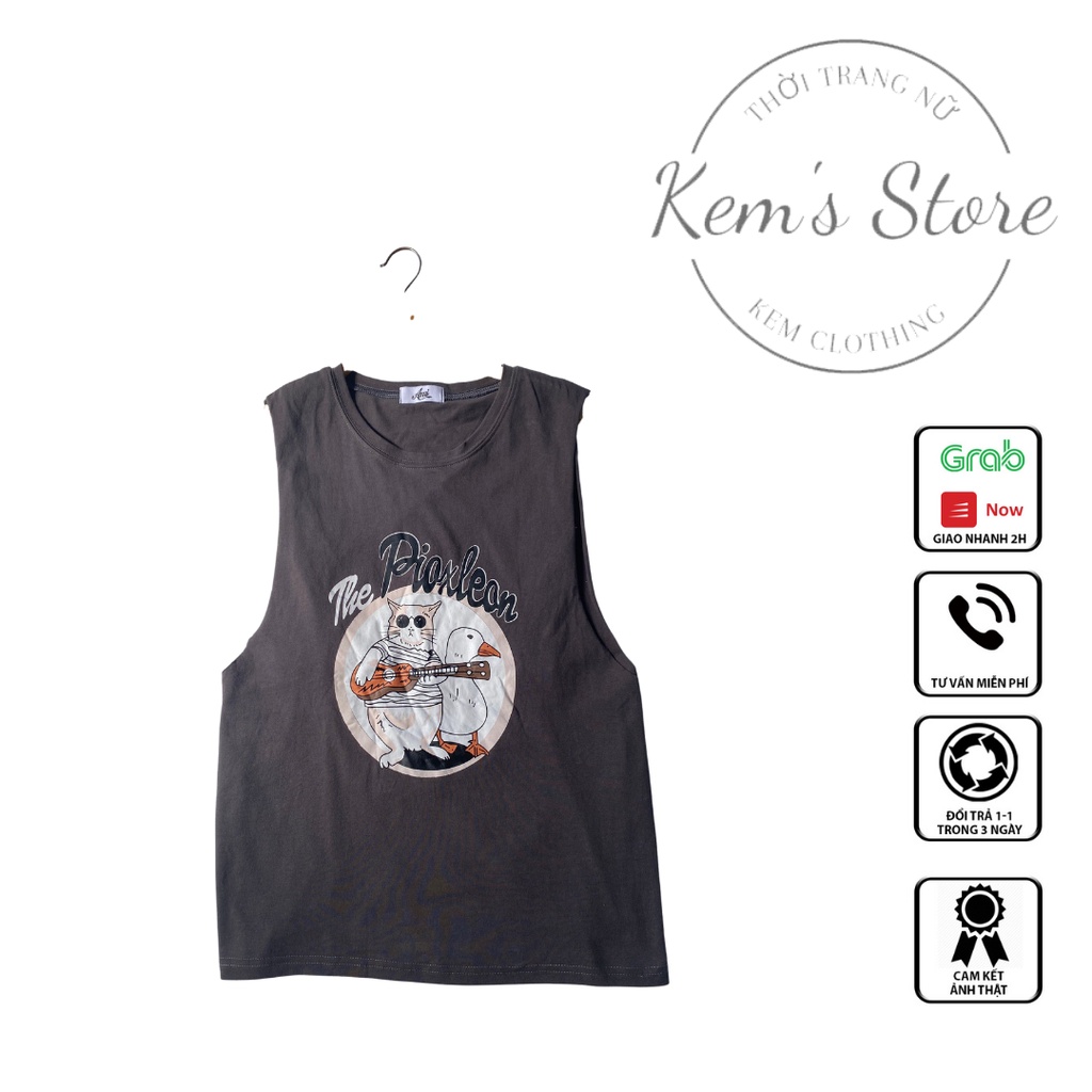 Áo ba lỗ unisex nam nữ, Áo tank top nữ siêu cute hình ngộ nghĩnh | BigBuy360 - bigbuy360.vn
