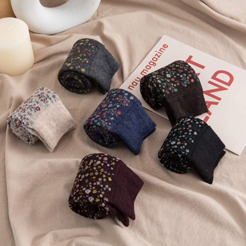 Đôi Vớ Cotton Dài Qua Gối In Họa Tiết Hoa Nhỏ Phong Cách Harajuku Nhật Bản Dành Cho Nữ