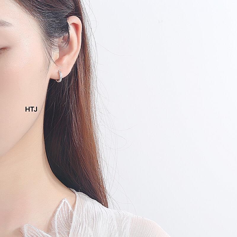 Bông tai bạc nữ,khuyên tai đính đá kiểu dáng xinh xắn, nhẹ nhàng quyến rũ-Bạc Ngọc Anh
