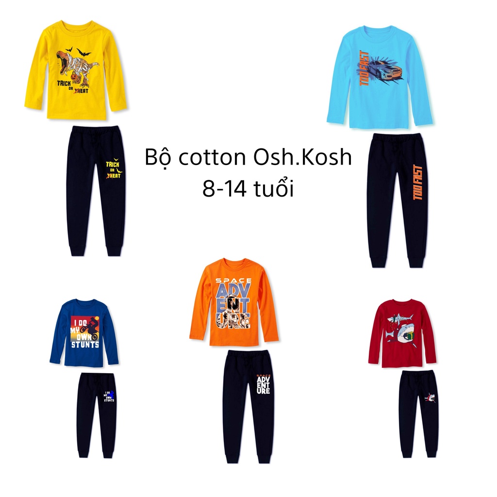 Bộ dài tay Bé trai Osh.kosh cotton mềm size 25-45kg