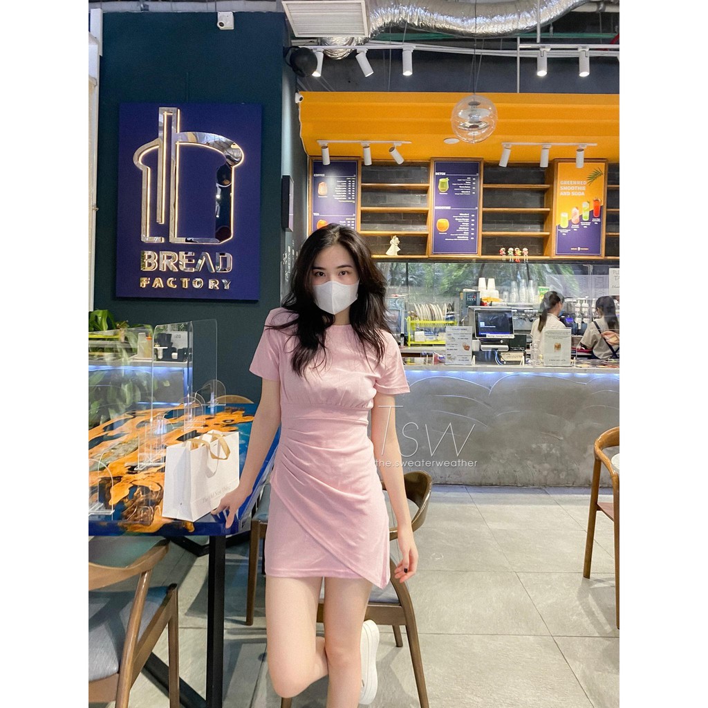 [Mã SKAMA06 giảm 8% tối đa 50K đơn 250K] Váy thun ôm nhún lệch vạt tag Nono (Ảnh thật) | BigBuy360 - bigbuy360.vn