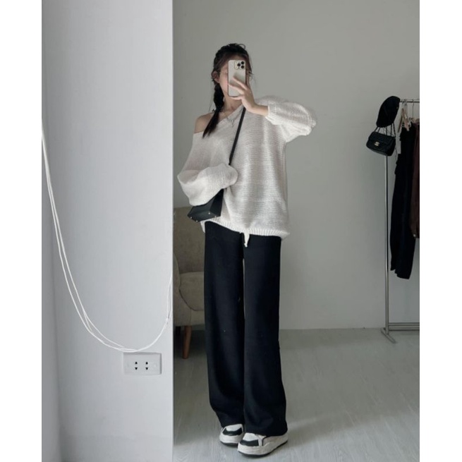 Quần Culottes Ống Suông, Ống Rộng Chất Nhung Tăm Dày Dặn Siêu Ấm Áp Mùa Đông M8902- Hàng Quảng Châu Cao Cấp
