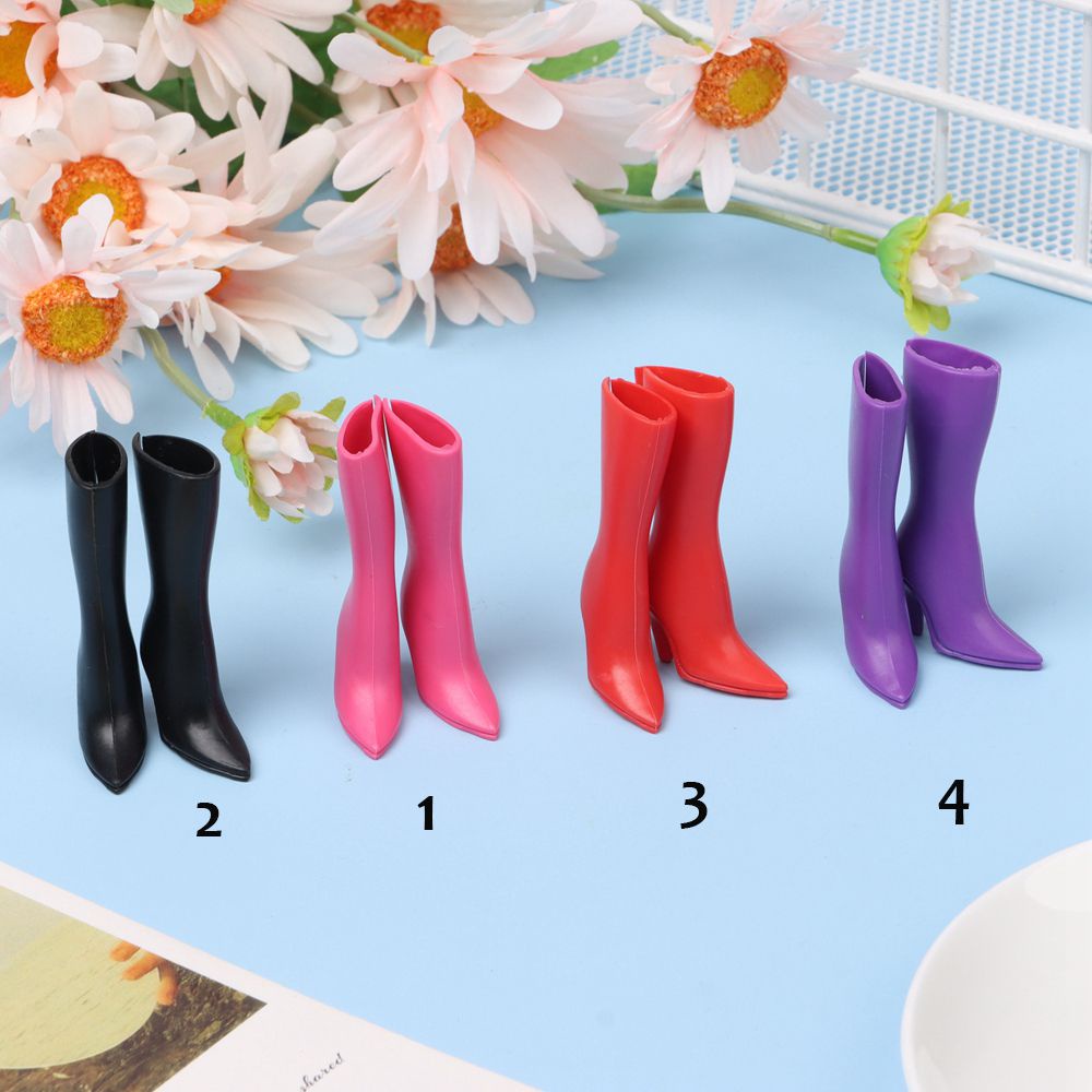 Đôi giày cao gót/ Đôi giày bốt cao gót cổ cao bằng nhựa tỉ lệ 1/6 nhiều màu sắc tùy chọn thời trang dành cho búp bê 30cm