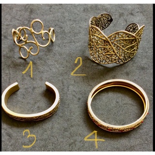  Vòng tay kiềng boho vintage màu vàng đồng vàng đen 