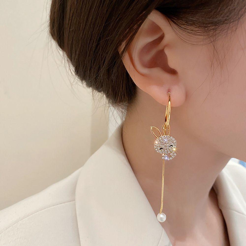 VANES1 Khuyên Tai Tua Rua Hình Thỏ Dễ Thương