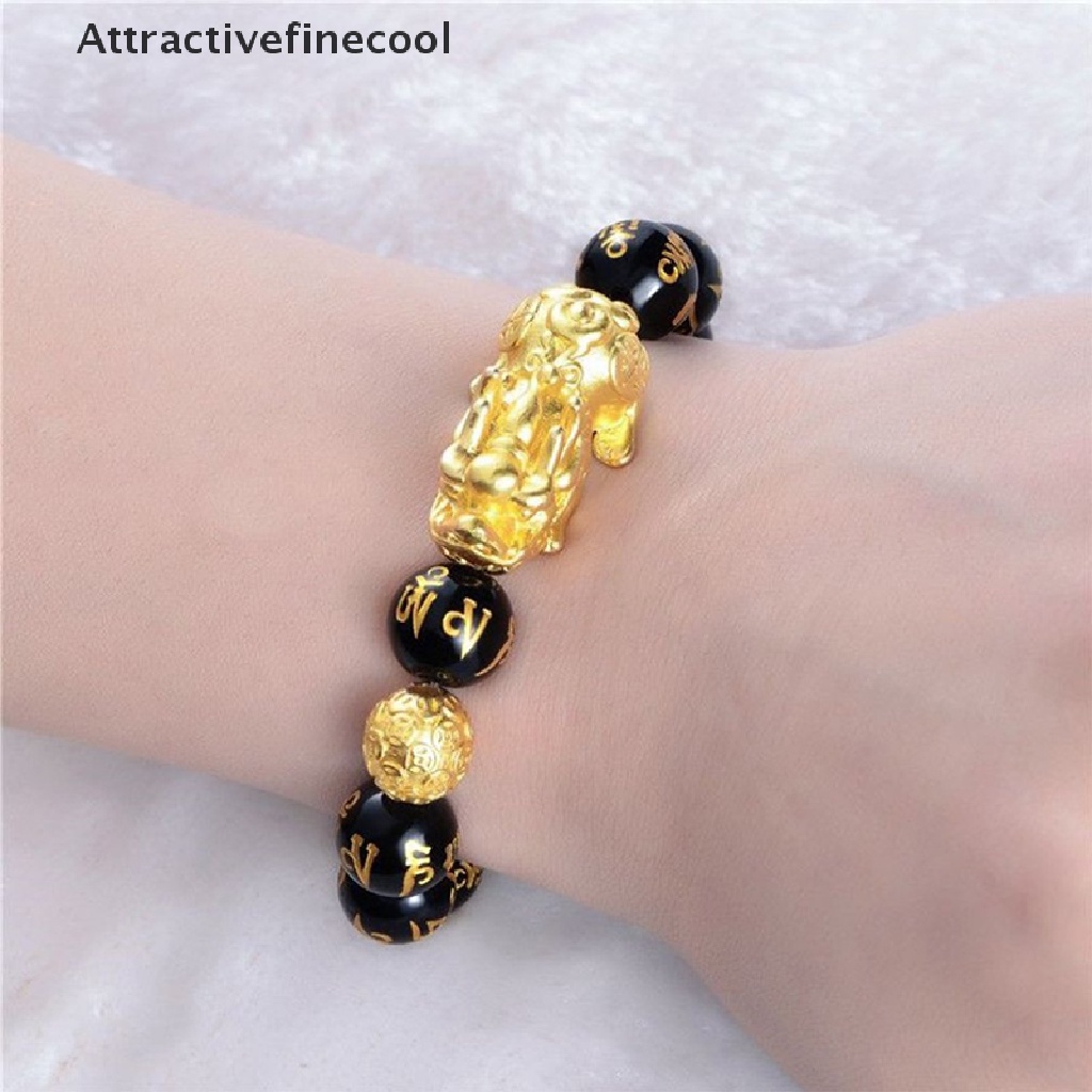 Vòng Đeo Tay Đá Obsidian Màu Vàng Đen Pixiu Giàu Có Và Cầu Tài Lộc Cho Nam Và Nữ
