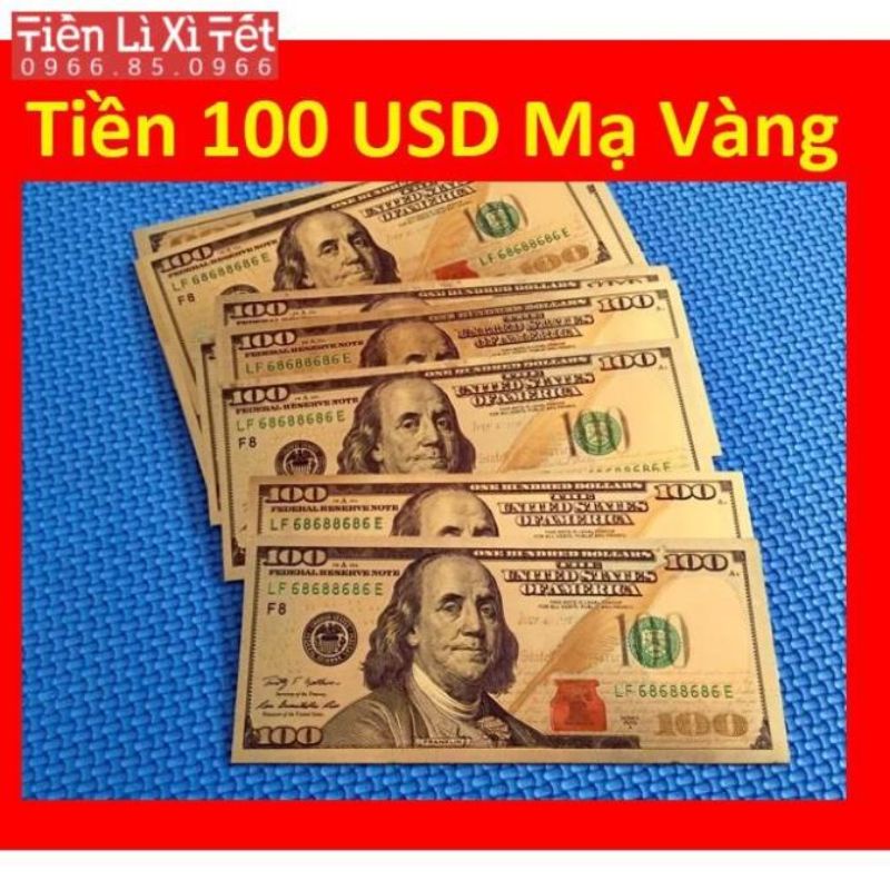 Tờ Tiền Đô La Mạ Vàng May Mắn (2$/100$)