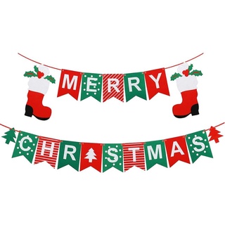 Dây cờ Noel chữ Merry Christmas màu xanh đỏ dcxm30