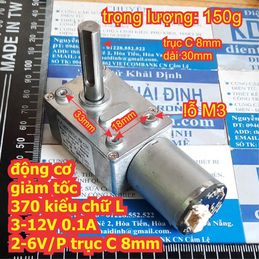 động cơ giảm tốc 370 kiểu chữ L 3-12V 0.1A 2-6V/P trục C 8mm kde2554