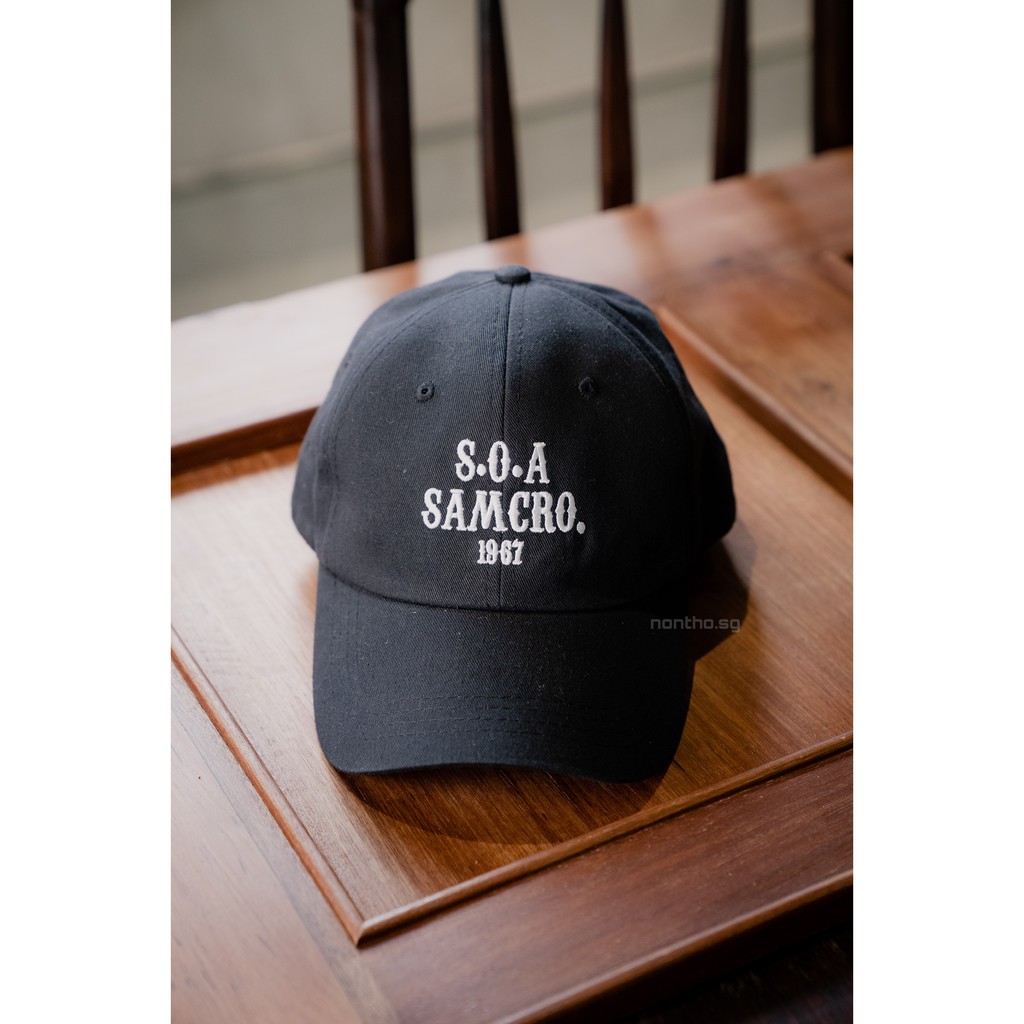 S.O.A SAMCRO - Nón lưỡi trai đen cotton chữ thêu trắng tỉ mỉ, form dáng basic