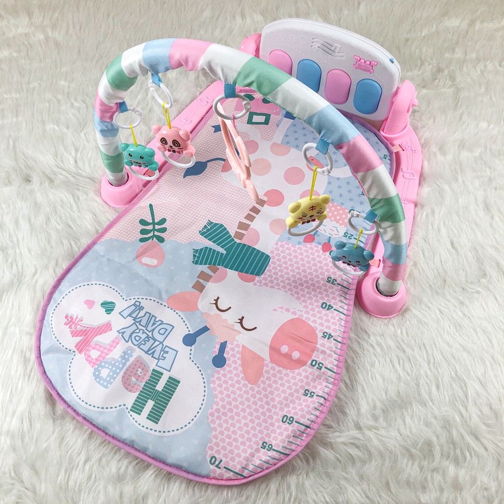 Thảm nằm chơi nhạc phát triển trí tuệ cho bé yêu hình hươu 9BABY - Chân màu hồng